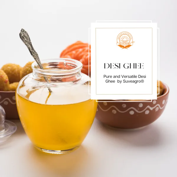 Bulk containers of Suveagro® Desi Ghee, perfect for authentic Indian cooking and food manufacturing.