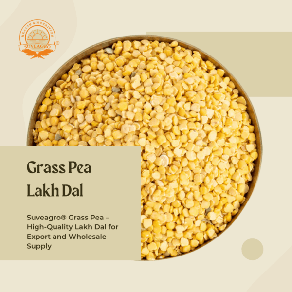 Suveagro® Grass Pea (Lakh Dal) in a bowl, showcasing its earthy color and texture.