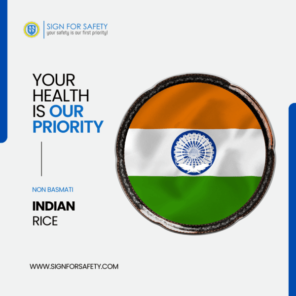 Indian Rice with Flag, representing quality rice products from India