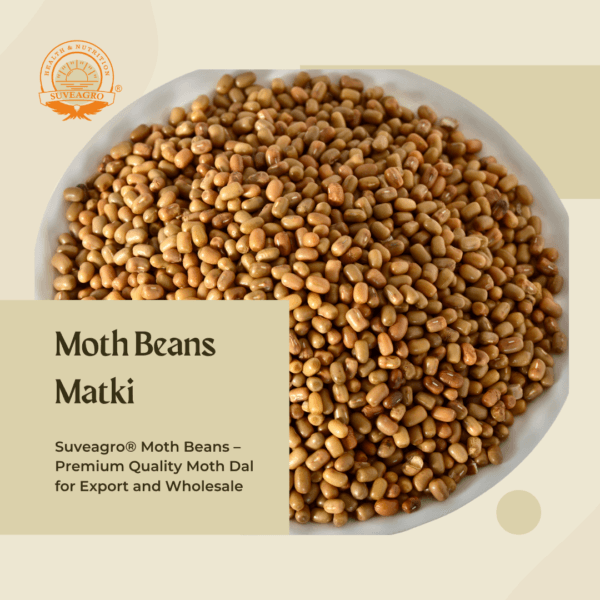 Suveagro® Moth Beans (Matki) displayed in a bowl, showing their small size and rich brown color.