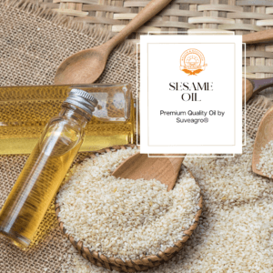 Bulk containers of Suveagro® Sesame Oil, ideal for culinary applications and food manufacturing.