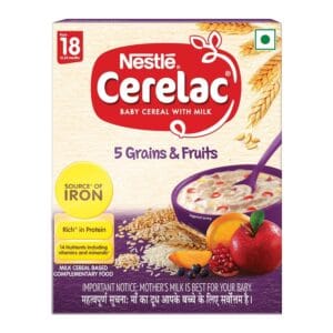 CERELAC Baby Cereal 5 Grains & Fruits 300g – Source of Iron & Protein for Toddlers 18-24 Months