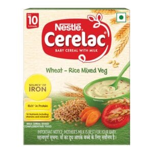 CERELAC Baby Cereal Wheat-Rice Mixed Veg 300g – Source of Iron & Protein for Babies 10-24 Months