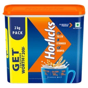 Horlicks Classic Malt 1kg x 2 Jars (2kg Pack), Bulk Case of 6