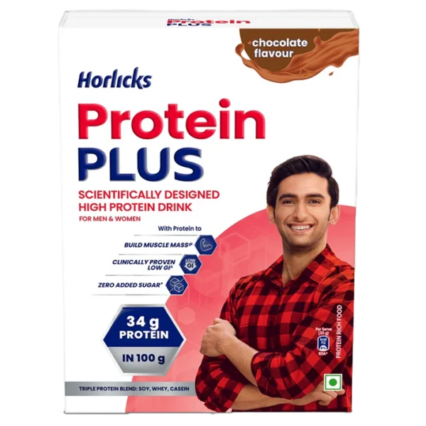 Horlicks Protein Plus Chocolate Flavour 400g, High-Protein Health Drink for Adults in Bulk Supply