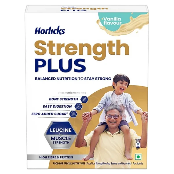 Horlicks Strength Plus Vanilla Flavour 500g, Strength and Immunity Drink in Bulk Supply