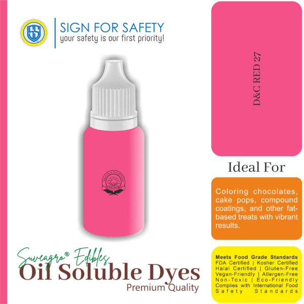 SUVEAGRO® D&C Red 27 Oil-Soluble Dye Bottle for Food Coloring